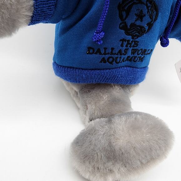 Petting Zoo Manatee Plush 10" Dallas World Aquarium Gray Fur Blue Hoodie Stuffed - Picture 3 of 11